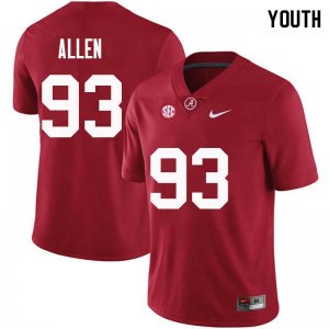 NCAA Youth Alabama Crimson Tide #93 Jonathan Allen Stitched College Nike Authentic Crimson Football Jersey YS17F68WX